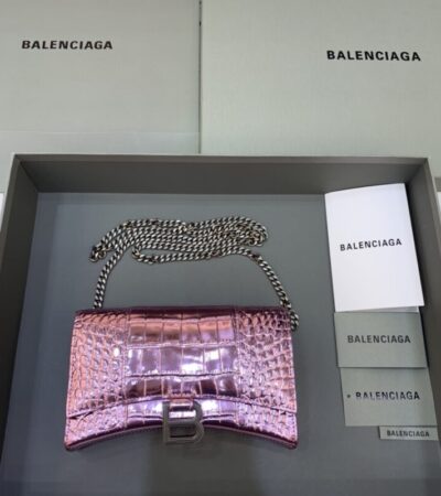 Replica Balenciaga Hourglass On Chain Shine Purple - Best Fake Designer Bags