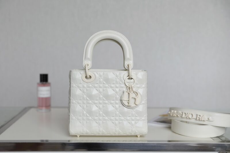Replica Lady Dior Ultramatte White Grid ABC - Best Fake Designer Bags