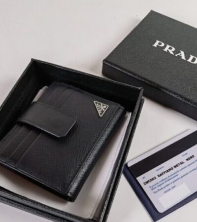 Replica Prada Saffiano Two Fold  Compact Wallet - Best Fake Designer Bags
