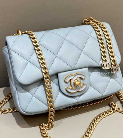 Replica CHANEL 22P Enamel Bag Light Blue - Best Fake Designer Bags