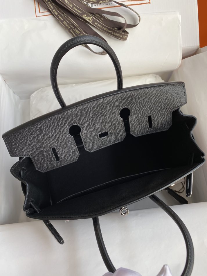 Replica Hermes Birkin Epsom Black Silver - authentic-look luxury purse replica