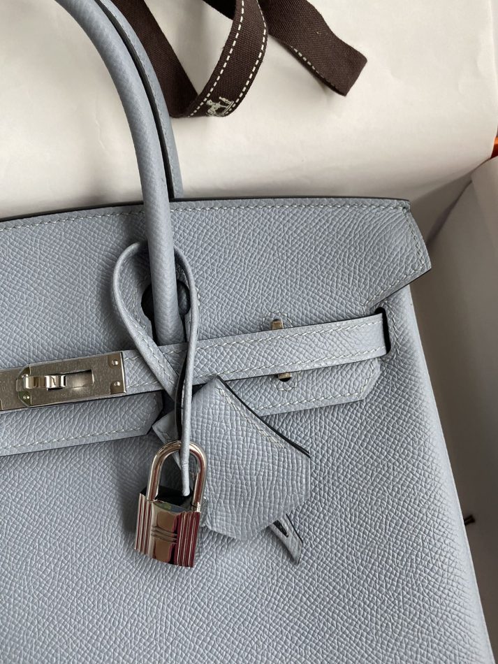 Replica Hermes Birkin Epsom Linen Blue Silver - authentic-look luxury purse replica