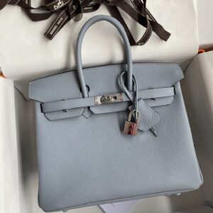 Replica Hermes Birkin Epsom Linen Blue Silver - Best Fake Designer Bags