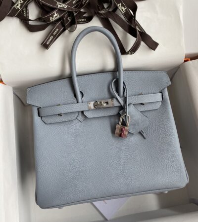 Replica Hermes Birkin Epsom Linen Blue Silver - Best Fake Designer Bags