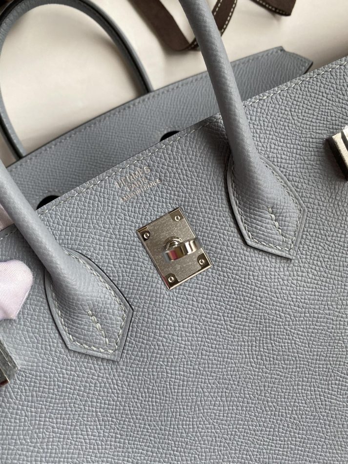 Replica Hermes Birkin Epsom Linen Blue Silver - ultra-realistic fake designer tote