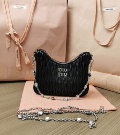Replica Miu Miu Matelassé Crystal Black - Best Fake Designer Bags