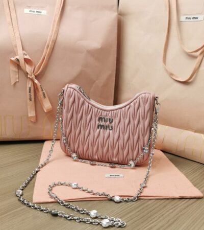 Replica Miu Miu Matelassé Crystal Pink - Best Fake Designer Bags