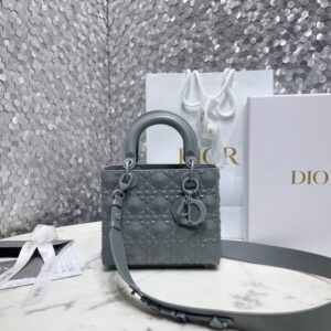 Replica Lady Dior Ultramatte Grey Grid ABC - Best Fake Designer Bags