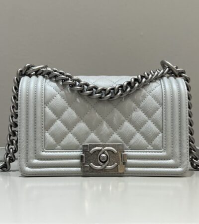 Replica CHANEL Le Boy Grey Silver - Best Fake Designer Bags