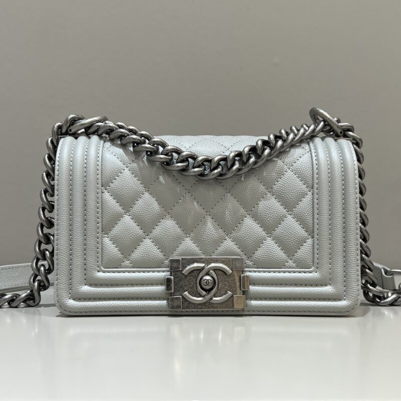 Replica CHANEL Le Boy Grey Silver - Best Fake Designer Bags