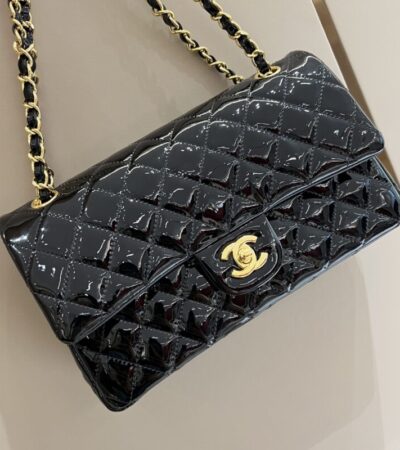 Replica CHANEL Classic Flap 25cm Patent Black - Best Fake Designer Bags