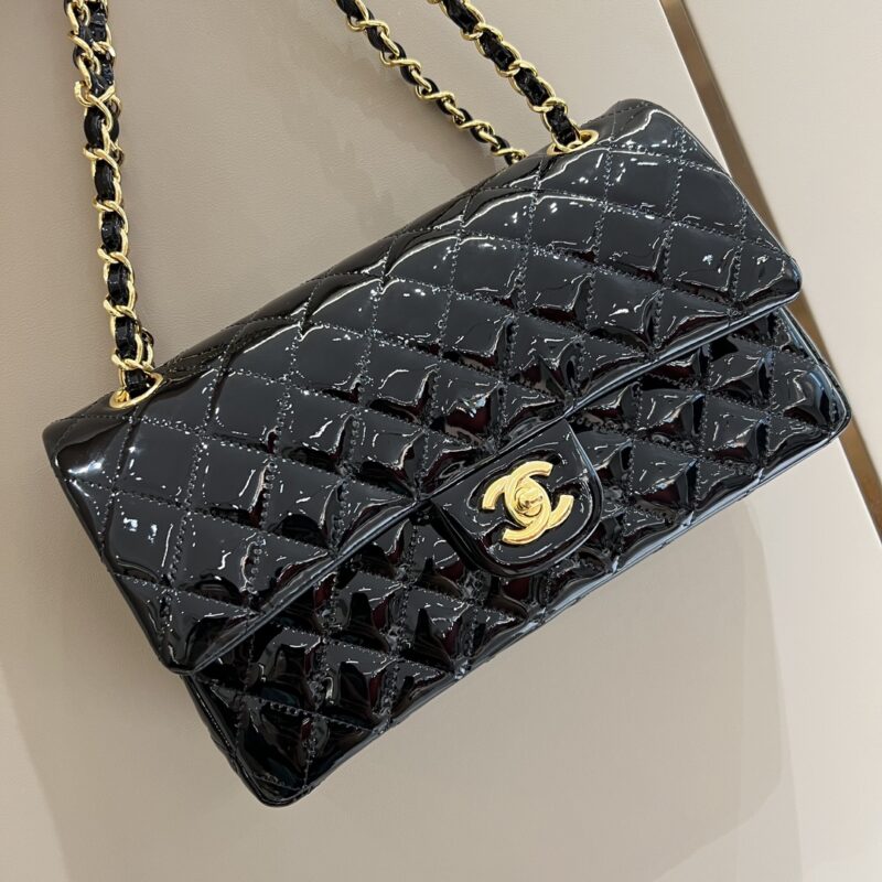 Replica CHANEL Classic Flap 25cm Patent Black - Best Fake Designer Bags