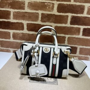 Replica Gucci Gucci Bauletto Top Handle White Black - Best Fake Designer Bags