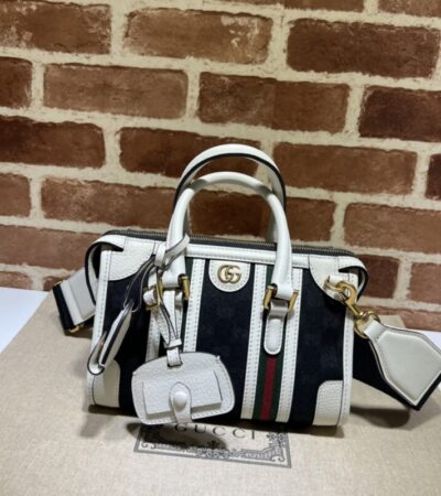 Replica Gucci Gucci Bauletto Top Handle White Black - Best Fake Designer Bags