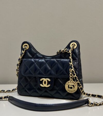 Replica CHANEL Hobo Small Dark Blue - Best Fake Designer Bags