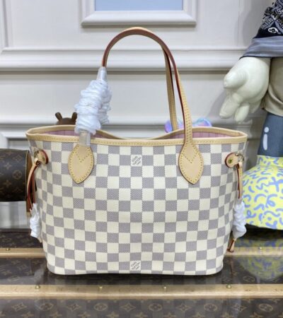 Replica Louis Vuitton Neverfull MM White Grid - Best Fake Designer Bags