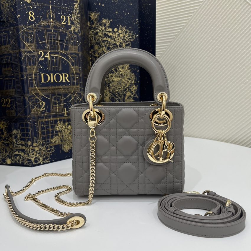 Replica Lady Dior Mini Stone Grey - Best Fake Designer Bags