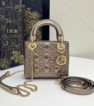 Replica Lady Dior Mini Golden-Tone Metallic - Best Fake Designer Bags