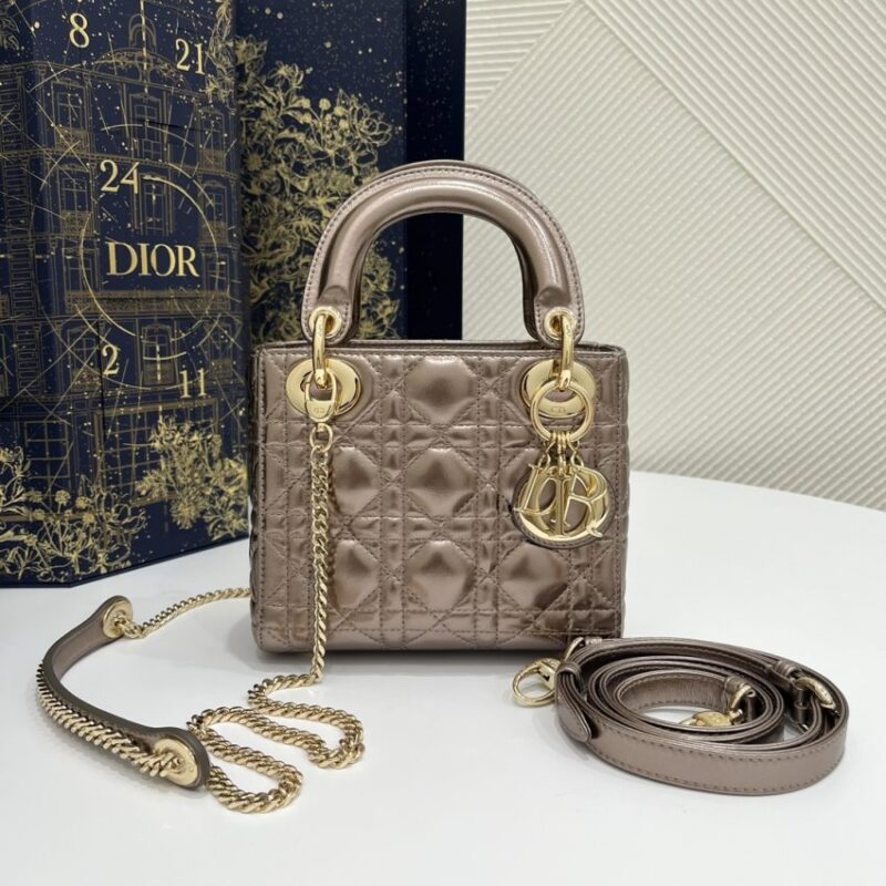Replica Lady Dior Mini Golden-Tone Metallic - Best Fake Designer Bags