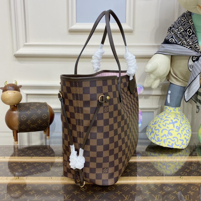 Replica Louis Vuitton Neverfull MM Grid Pink Inside - premium-grade designer purse dupe