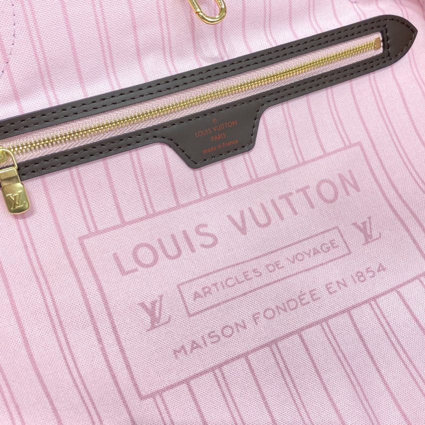 Replica Louis Vuitton Neverfull MM Grid Pink Inside - high-end fake designer purse