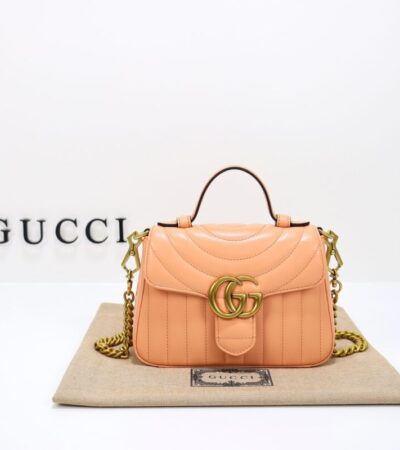 Replica Gucci GG Marmont Top Handle Apricot - Best Fake Designer Bags