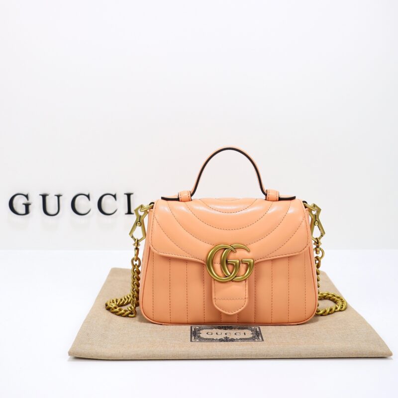 Replica Gucci GG Marmont Top Handle Apricot - Best Fake Designer Bags