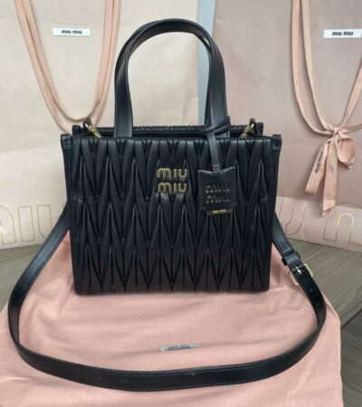 Replica Miu Miu Matelassé Tote Black - Best Fake Designer Bags