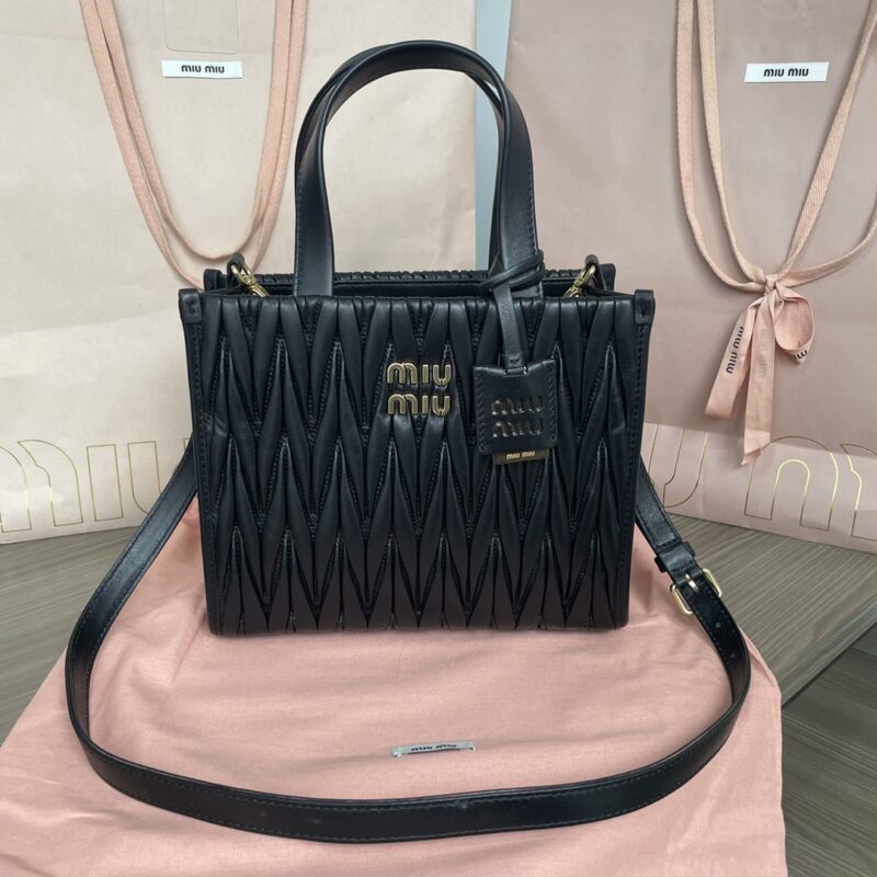 Replica Miu Miu Matelassé Tote Black - Best Fake Designer Bags