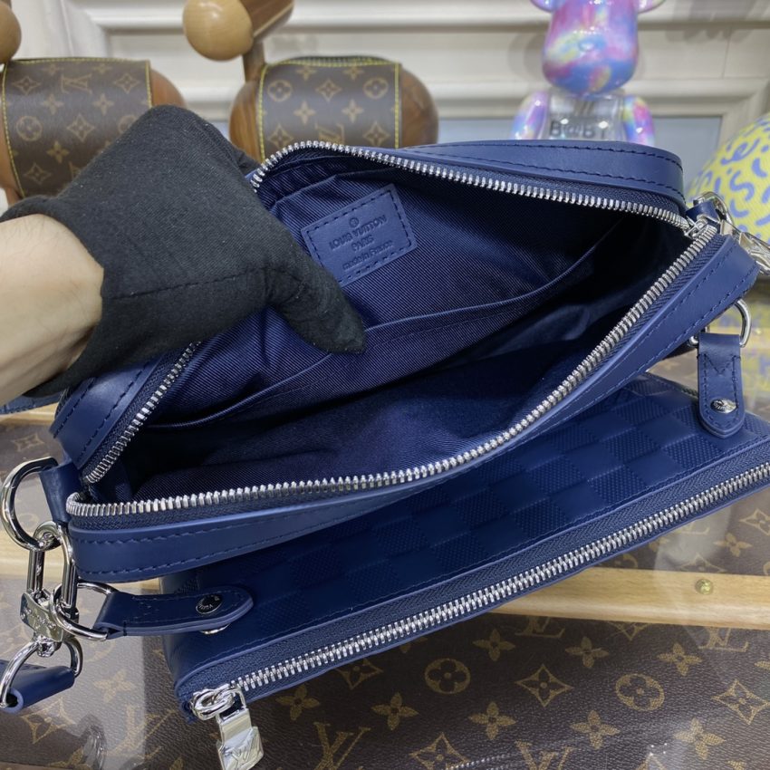 Replica Louis Vuitton Trio Messenger Blue Grid - near-authentic luxury replica handbag