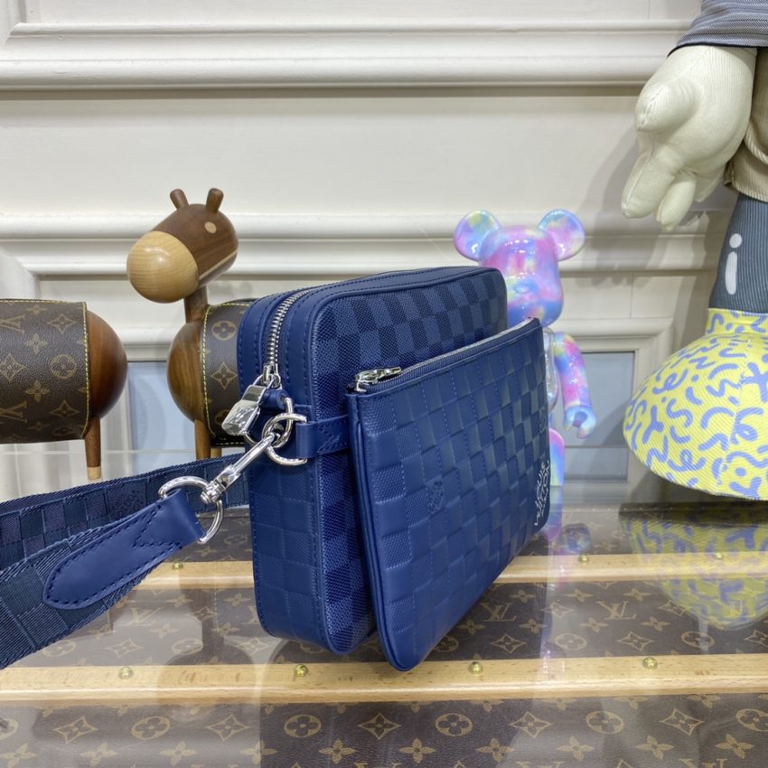 Replica Louis Vuitton Trio Messenger Blue Grid - realistic designer-inspired fake bag