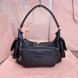 Replica Miu Miu Nappa Pocket Bag Black - Best Fake Designer Bags