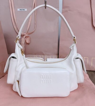 Replica Miu Miu Nappa Pocket Bag White - Best Fake Designer Bags