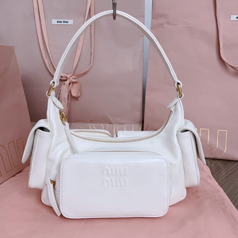 Replica Miu Miu Nappa Pocket Bag White - Best Fake Designer Bags