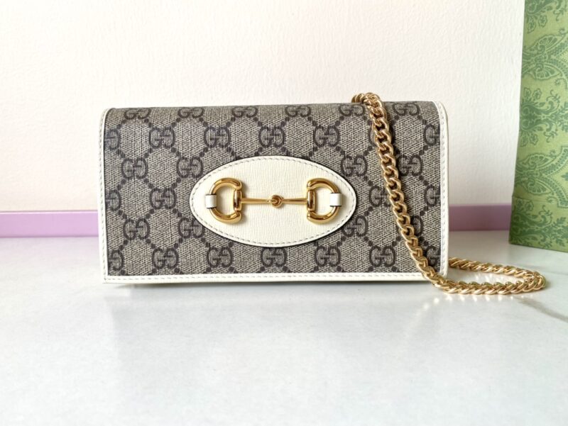 Replica Gucci Horsbet  Chain Clutch White - Best Fake Designer Bags