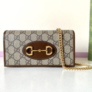 Replica Gucci Horsbet  Chain Clutch Brown - Best Fake Designer Bags