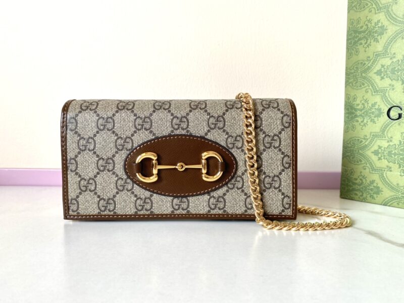 Replica Gucci Horsbet  Chain Clutch Brown - Best Fake Designer Bags