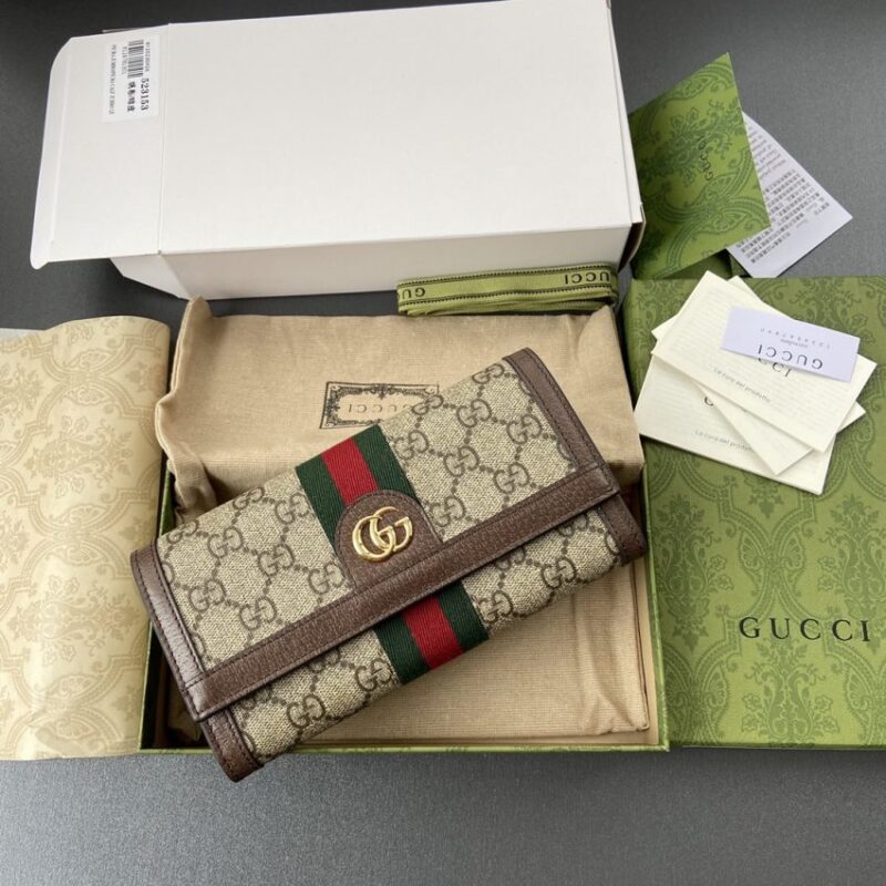 Replica Gucci  Ophidia  Long Wallet Brown - Best Fake Designer Bags
