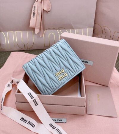 Replica Miu Miu Pocket Wallet Light Blue - Best Fake Designer Bags