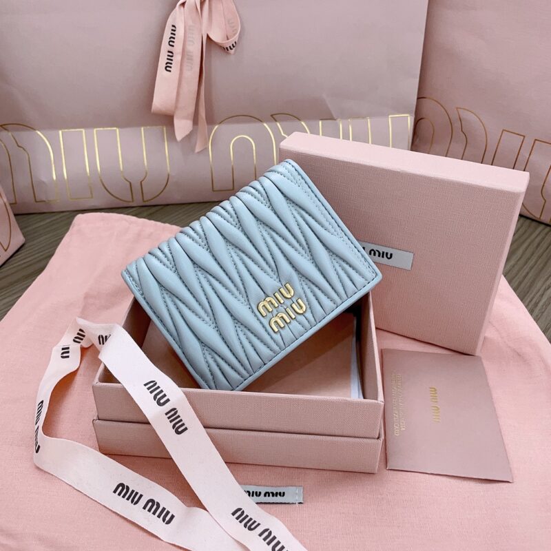 Replica Miu Miu Pocket Wallet Light Blue - Best Fake Designer Bags