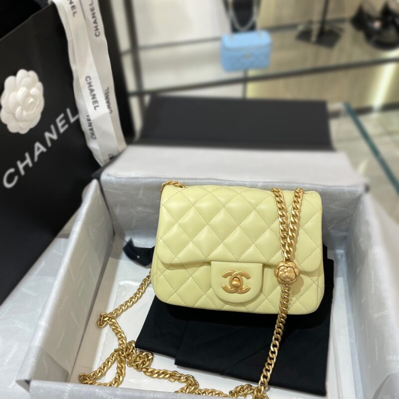 Replica CHANEL 23S Camellia Square Yellow - Best Fake Designer Bags