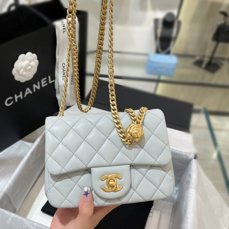Replica CHANEL 23S Camellia Square Light Blue - Best Fake Designer Bags
