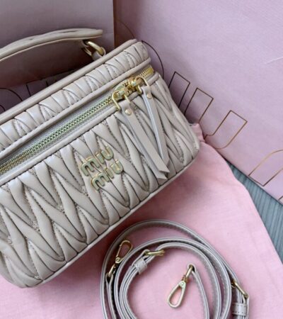 Replica Miu Miu Cosmetic Bag Beige - Best Fake Designer Bags