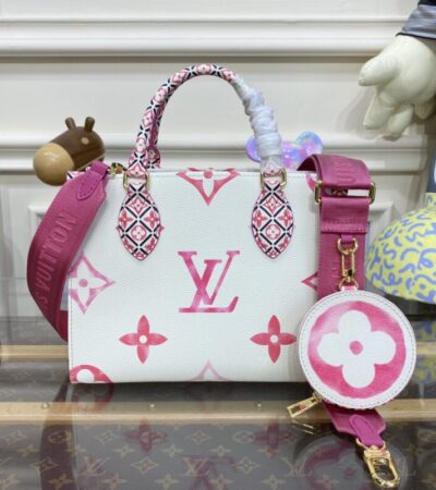 Replica LV OnTheGo PM Pink&White - Best Fake Designer Bags