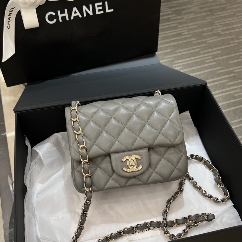 Replica CHANEL Classic Flap 17cm Grey - Best Fake Designer Bags