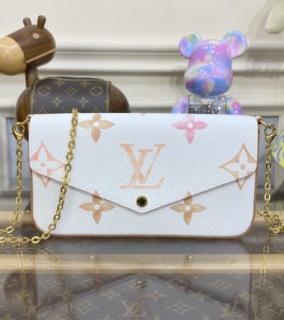 Replica Louis Vuitton Felicie Pochette White Apricot - Best Fake Designer Bags