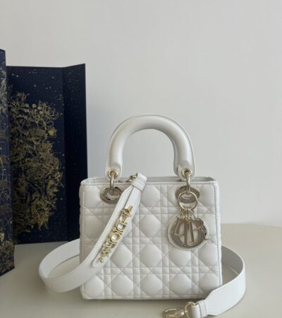 Replica Dior Lady Dior White ABC - Best Fake Designer Bags