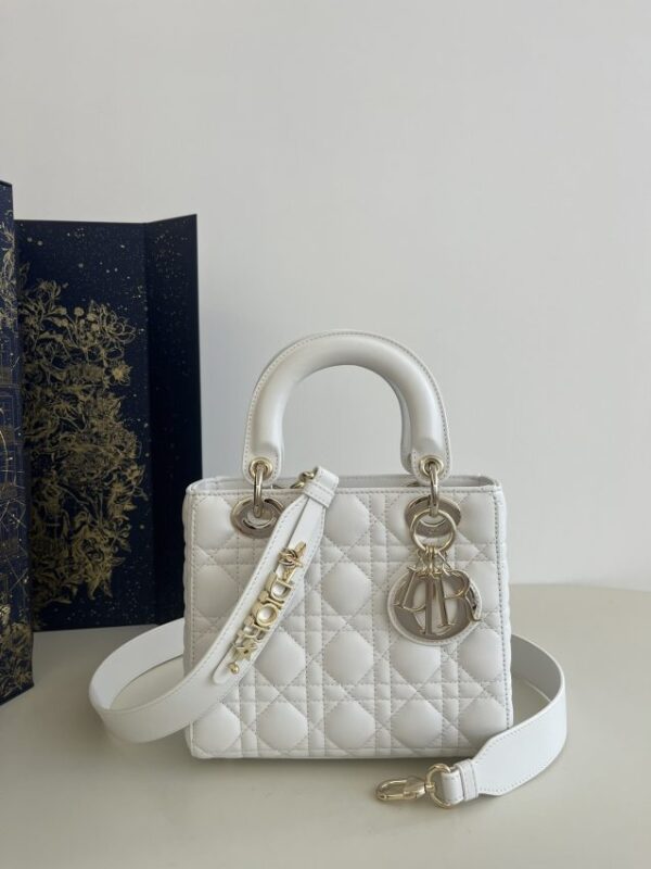 Replica Dior Lady Dior White ABC - Best Fake Designer Bags