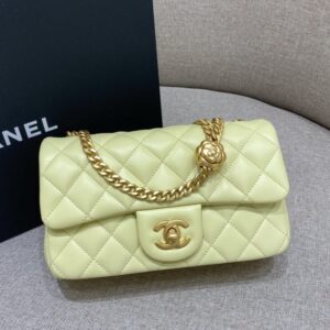 Replica CHANEL Camellia Flap Yellow - Best Fake Designer Bags