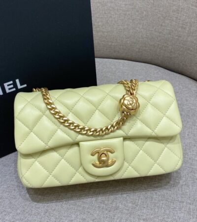 Replica CHANEL Camellia Flap Yellow - Best Fake Designer Bags